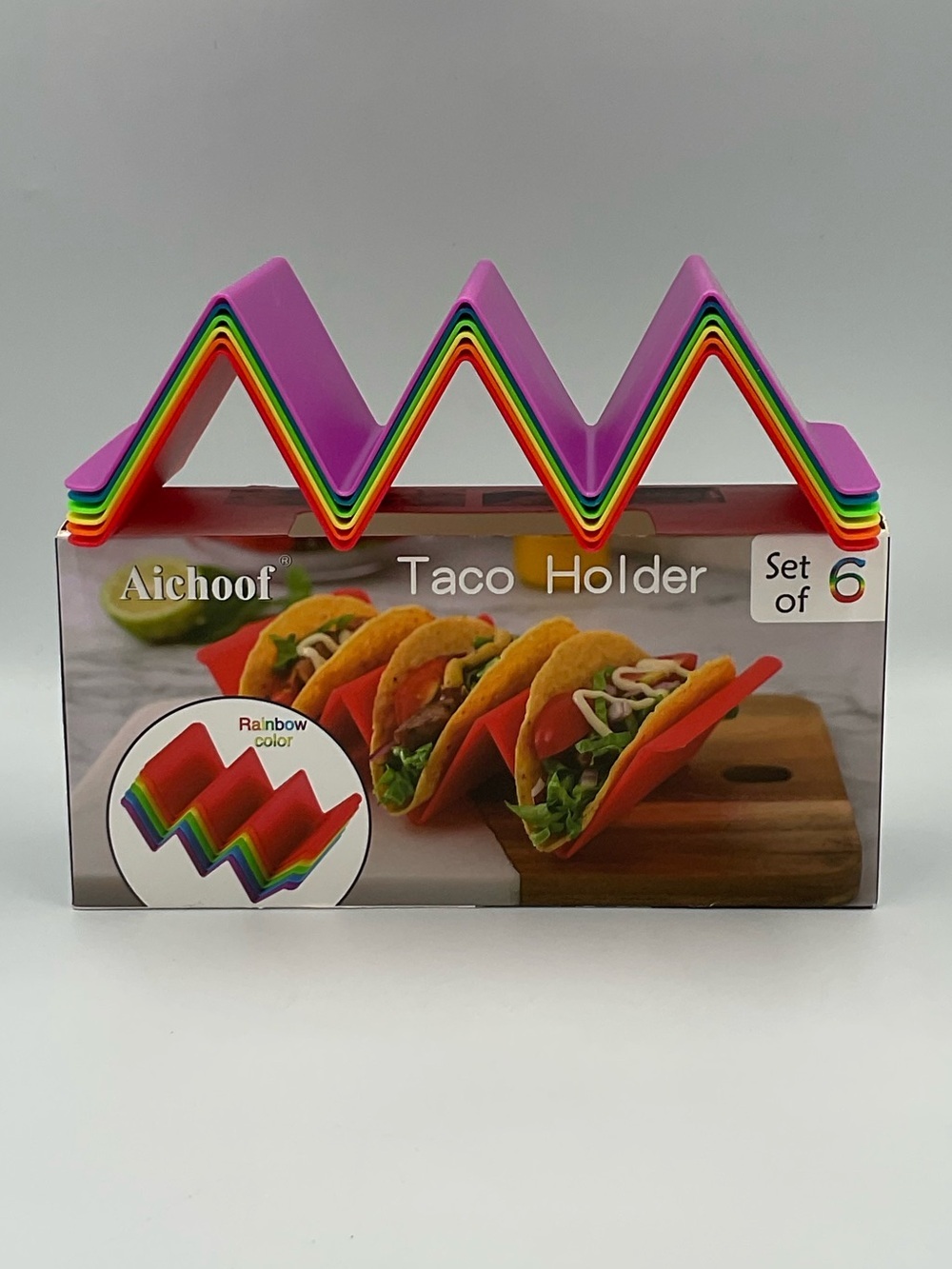 Aichoof Rainbow Color Taco Holders - Set of 6